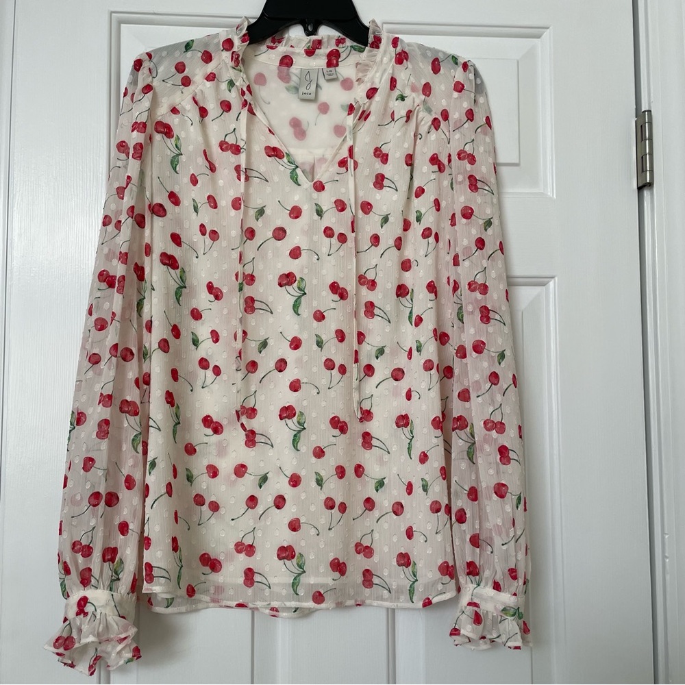 White cherry print Joie blouse